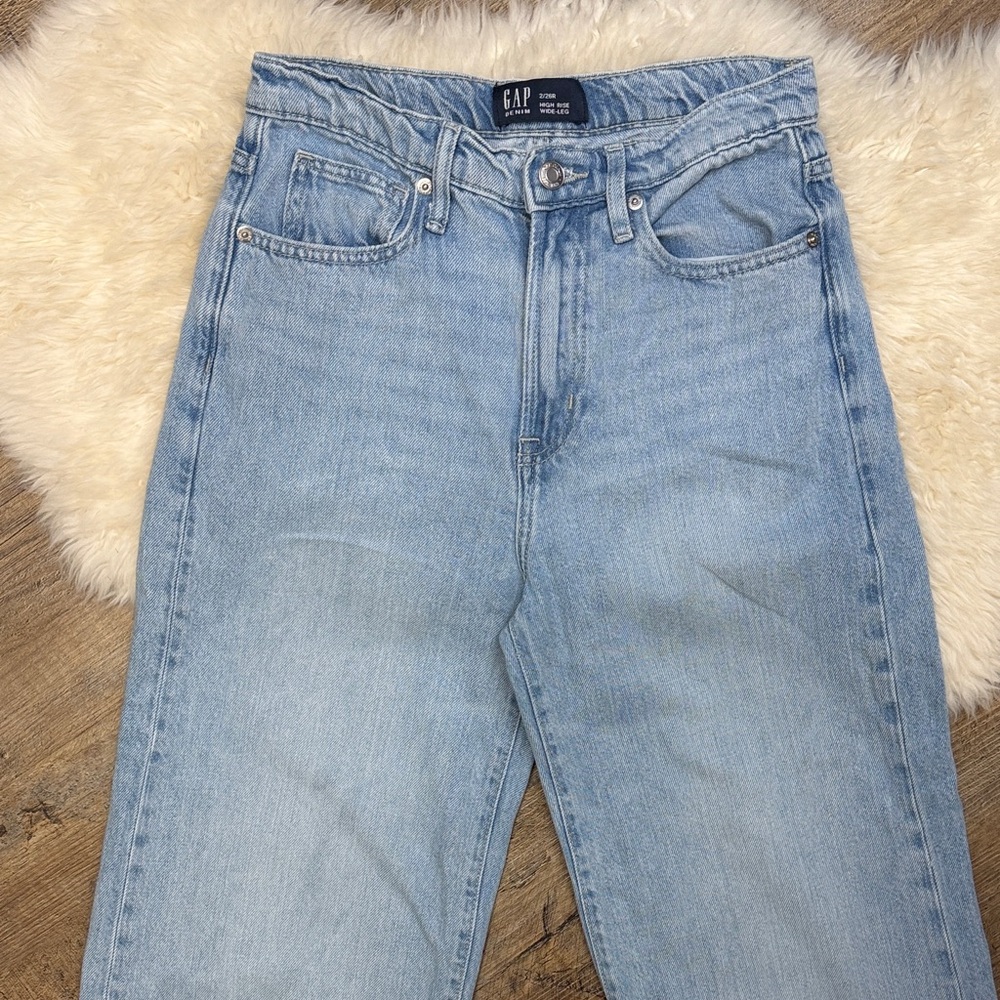 GAP Wide-Leg classic blue Women’s high rise straight leg Jeans size 26 - Picture 5 of 8